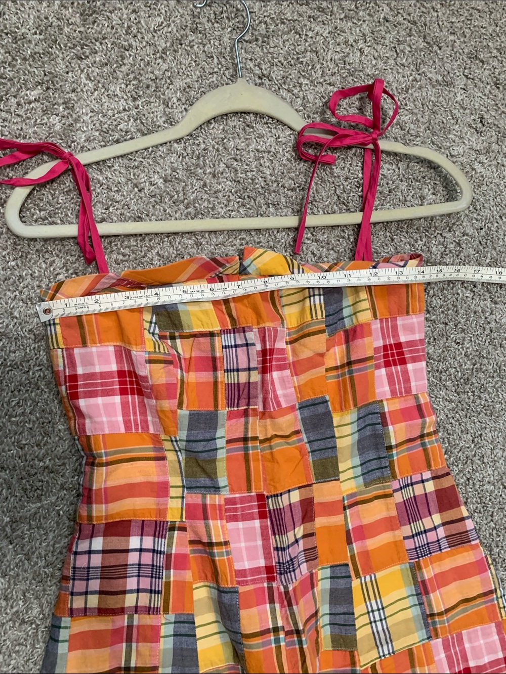 Vintage Ralph Lauren Patchwork Plaid Cotton Mini Dress - Pink, Orange & Blue - Picture 8 of 8